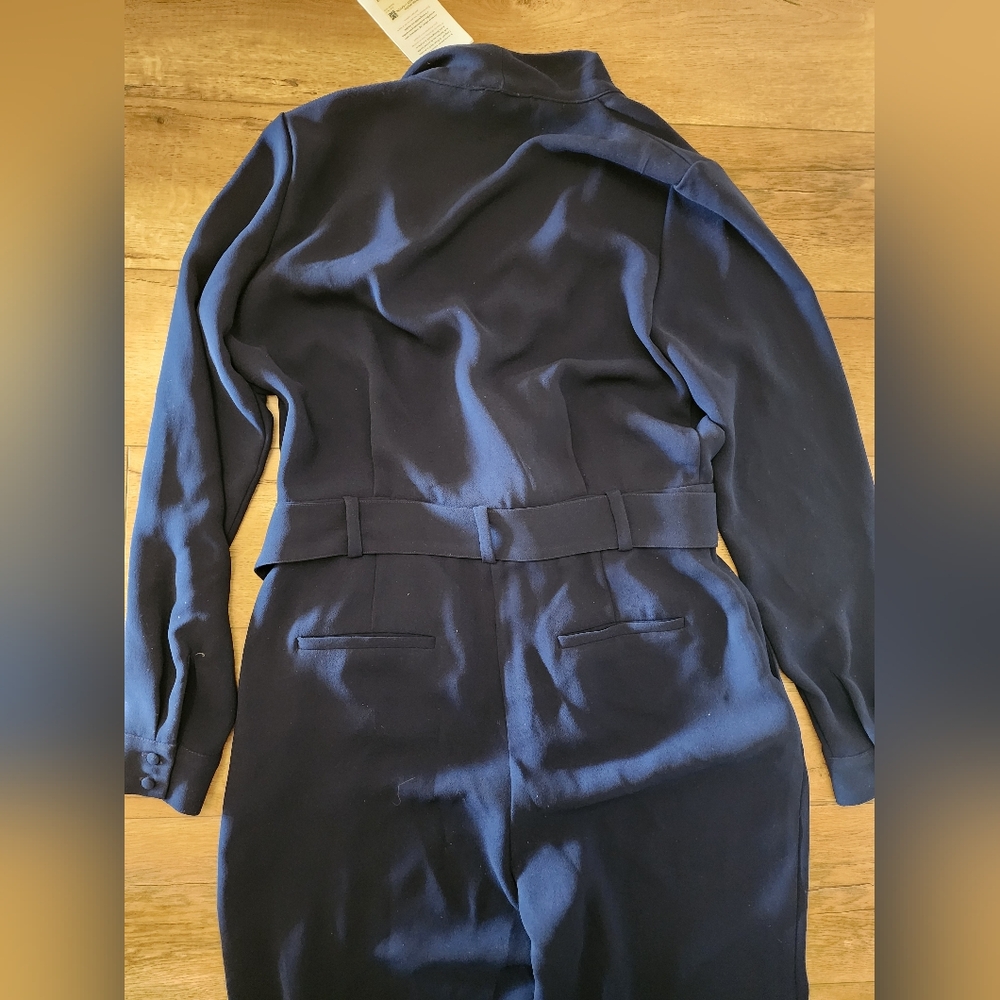 NWT Sezane Heaven Marine Jumpsuit Wrap Front Belted US 10 UK 14 Lightweight - Picture 14 of 14